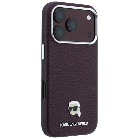 Θήκη MagSafe για Apple iPhone 18 Pro Max / 17 Pro Max, Karl Lagerfeld, Μεταλλικό Σχέδιο Karl Head's Grained, Βυσσινί