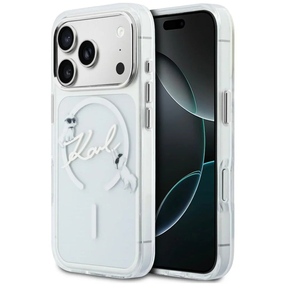 Θήκη MagSafe για Apple iPhone 18 Pro Max / 17 Pro Max, Karl Lagerfeld, IML Choupette Karl Script Logo, Διαφανής