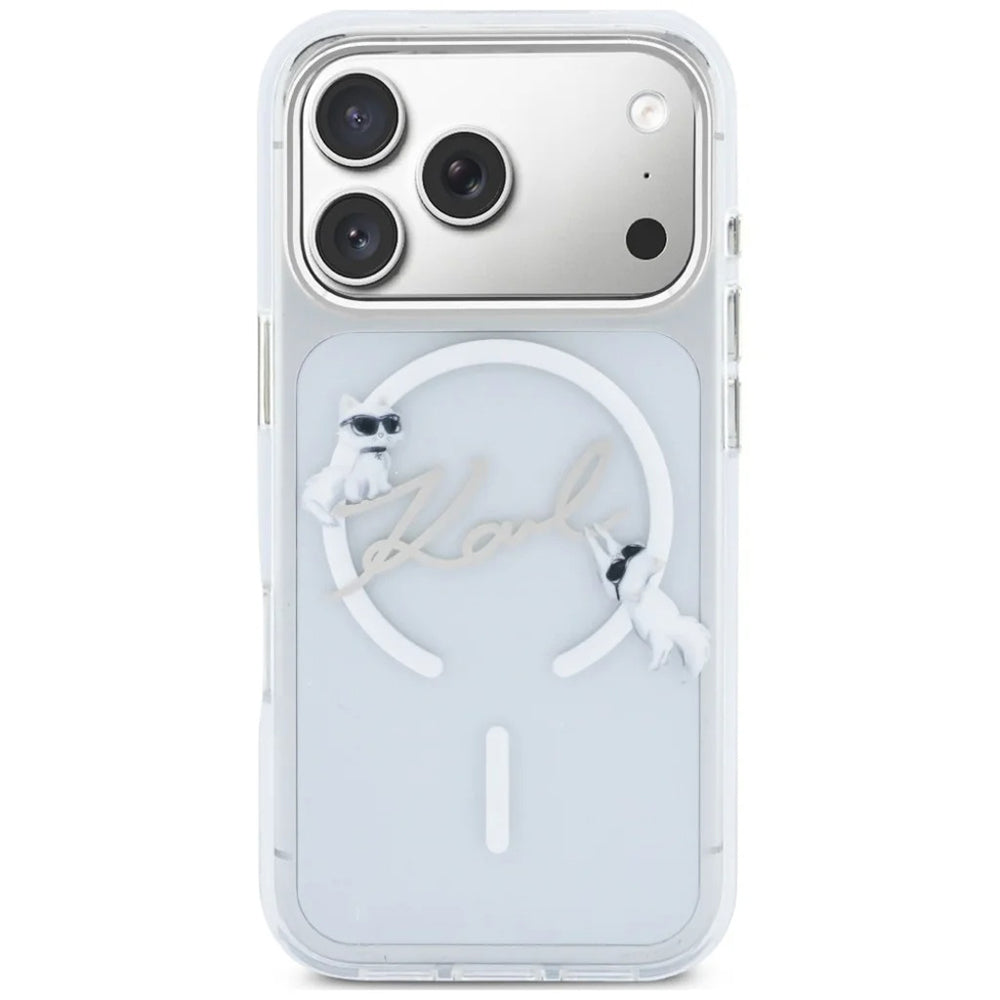 Θήκη MagSafe για Apple iPhone 18 Pro Max / 17 Pro Max, Karl Lagerfeld, IML Choupette Karl Script Logo, Διαφανής