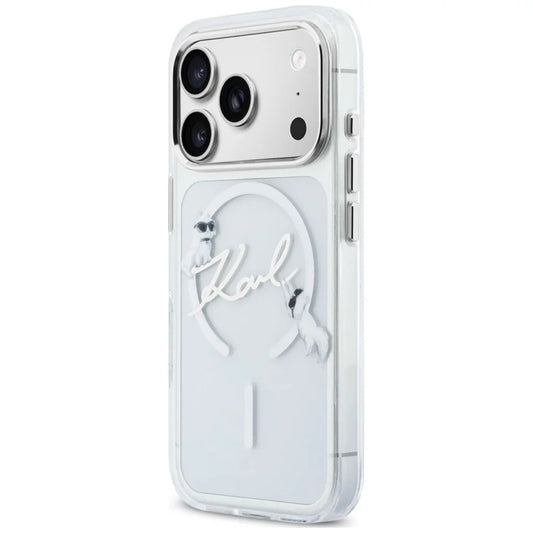 Θήκη MagSafe για Apple iPhone 18 Pro Max / 17 Pro Max, Karl Lagerfeld, IML Choupette Karl Script Logo, Διαφανής