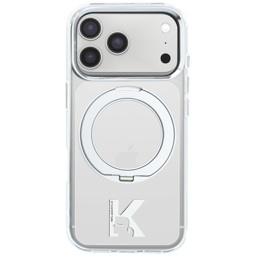 Θήκη MagSafe για Apple iPhone 18 Pro Max / 17 Pro Max, Karl Lagerfeld, IML Ring Stand Kameo Metal, Διαφανής