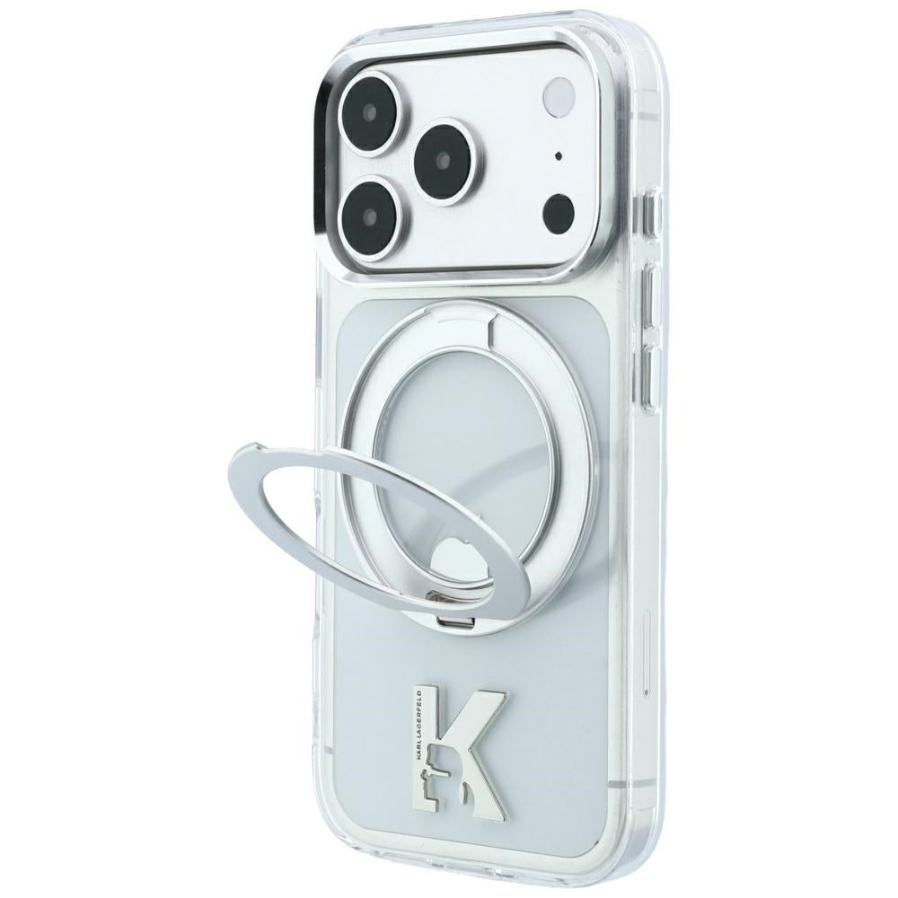 Θήκη MagSafe για Apple iPhone 18 Pro Max / 17 Pro Max, Karl Lagerfeld, IML Ring Stand Kameo Metal, Διαφανής