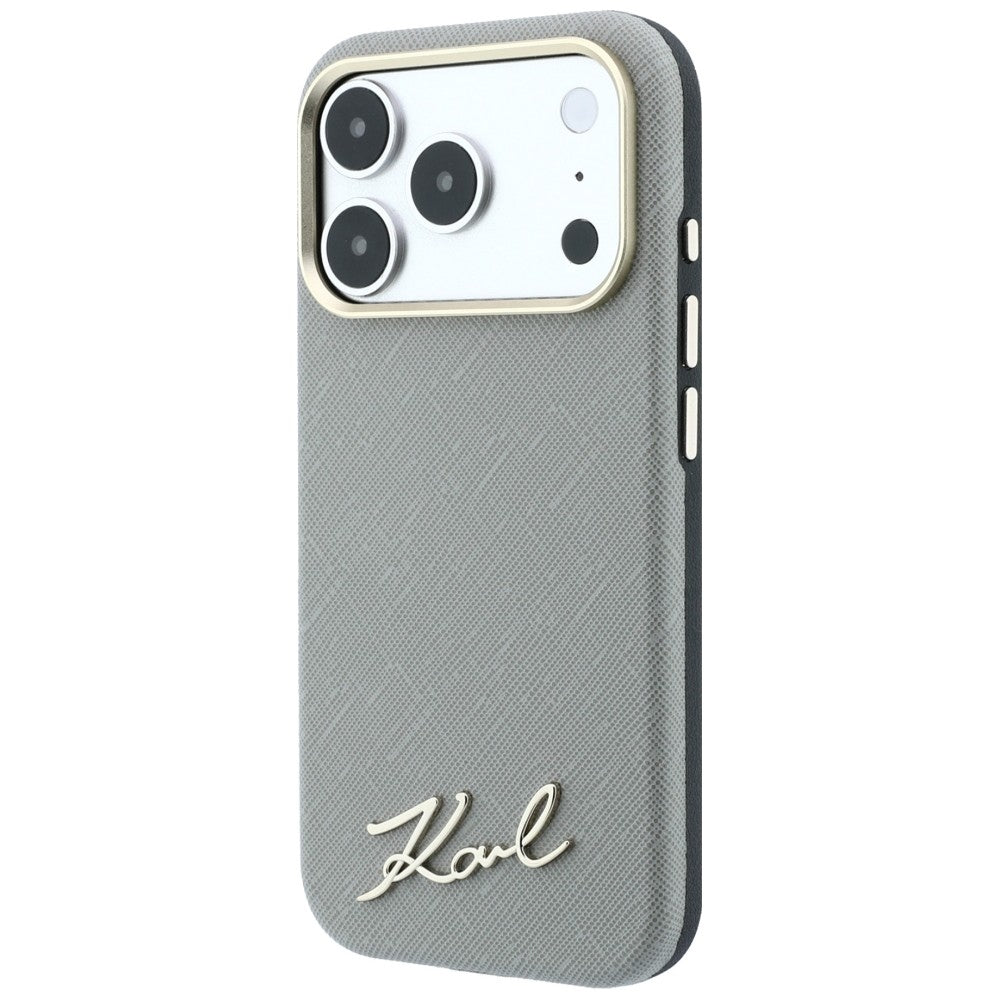 Θήκη MagSafe για Apple iPhone 18 Pro Max / 17 Pro Max, Karl Lagerfeld, Saffiano Small Script Metal Logo, Μπεζ