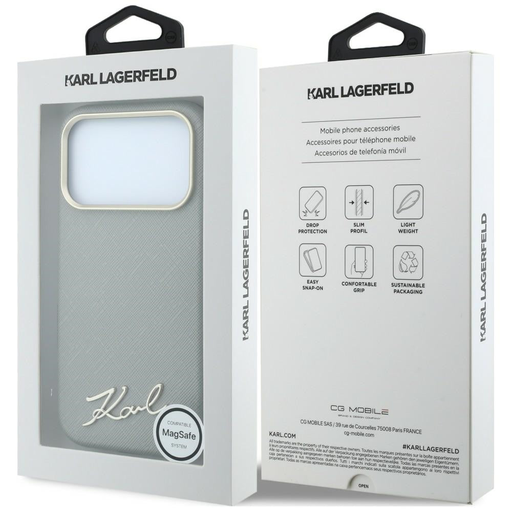 Θήκη MagSafe για Apple iPhone 18 Pro Max / 17 Pro Max, Karl Lagerfeld, Saffiano Small Script Metal Logo, Μπεζ