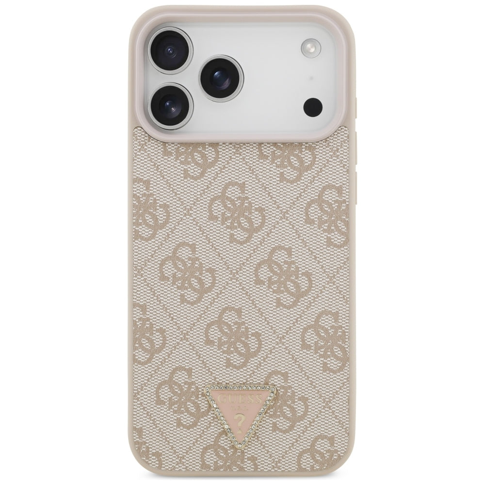 Θήκη MagSafe για Apple iPhone 18 Pro Max, Guess, 4G Triangle Strass, Ροζ