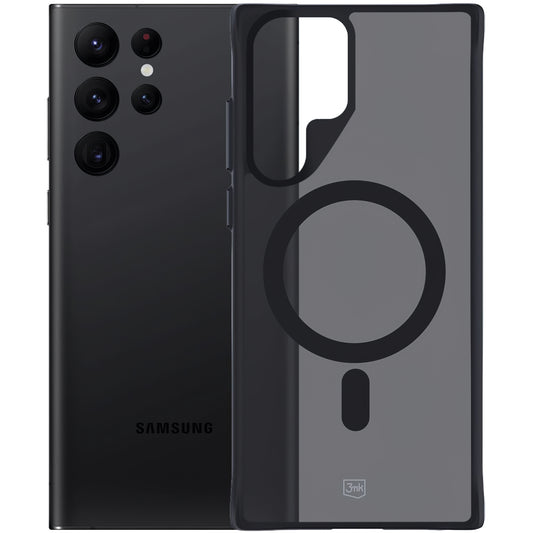 Θήκη MagSafe για Samsung Galaxy S22 Ultra 5G S908, 3MK, Smoke MagCase, Μαύρο