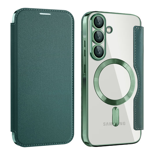 Θήκη MagSafe για Samsung Galaxy A56 A566, Techsuit, SmartMag Book, Πράσινο