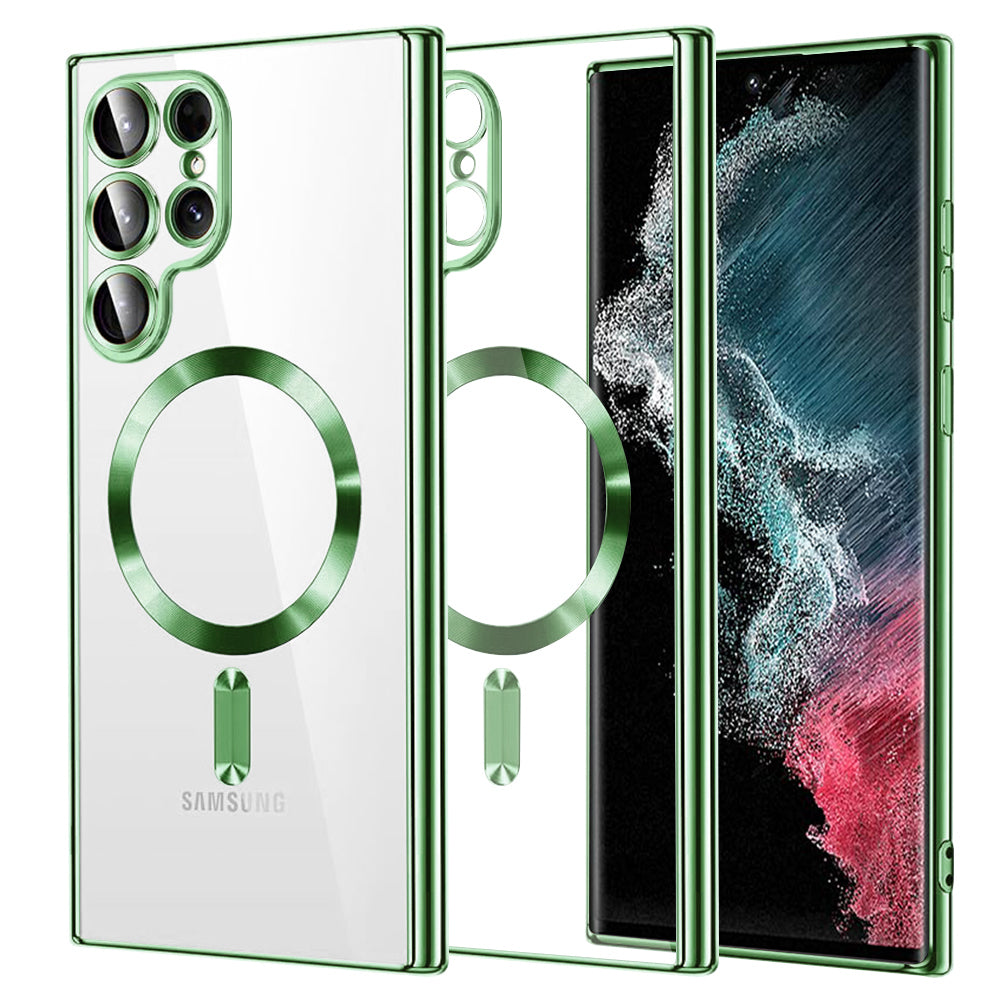 Θήκη MagSafe για Samsung Galaxy S22 Ultra 5G S908, Techsuit, Luxury Crystal, Ανοιχτό Πράσινο