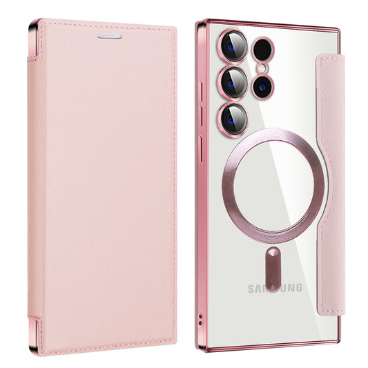 MagSafe Case for Samsung Galaxy S23 Ultra S918, Techsuit, SmartMag Book, Pink