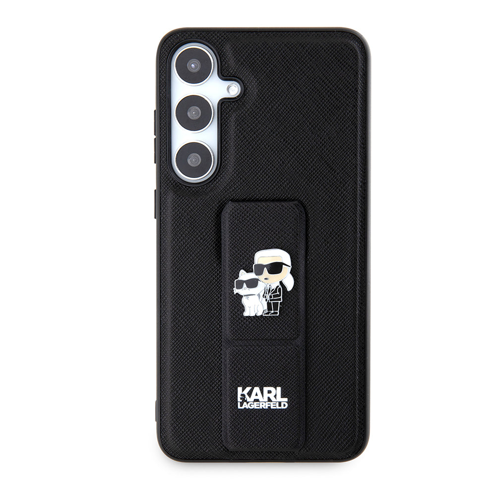 MagSafe Case for Samsung Galaxy S24+ S926, Karl Lagerfeld, Saffiano Gripstand Karl & Choupette, Black