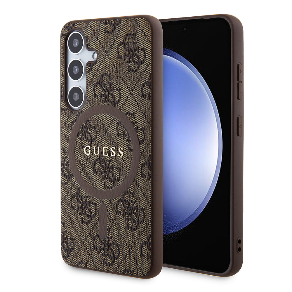 Θήκη MagSafe για Samsung Galaxy S24 S921, Guess, 4G Collection, Καφέ