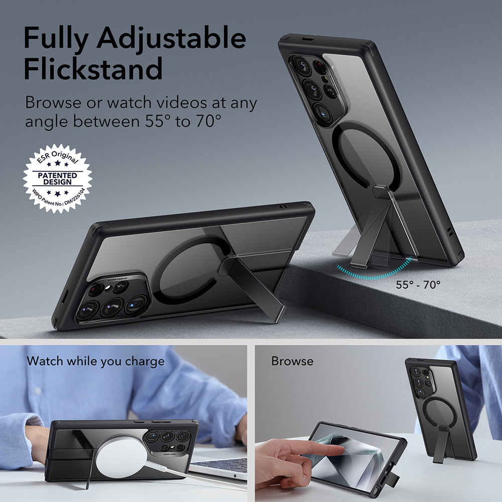 Θήκη MagSafe για Samsung Galaxy S24 Ultra S928, ESR, Boost Flickstand, Διάφανη Μαύρη