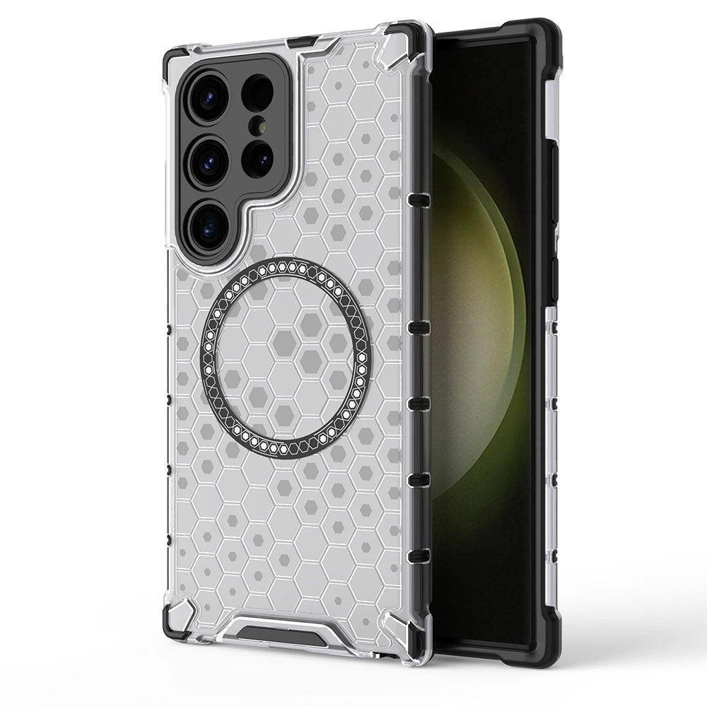 Θήκη MagSafe για Samsung Galaxy S24 Ultra S928, Techsuit, HoneyComb Shield, Λευκό
