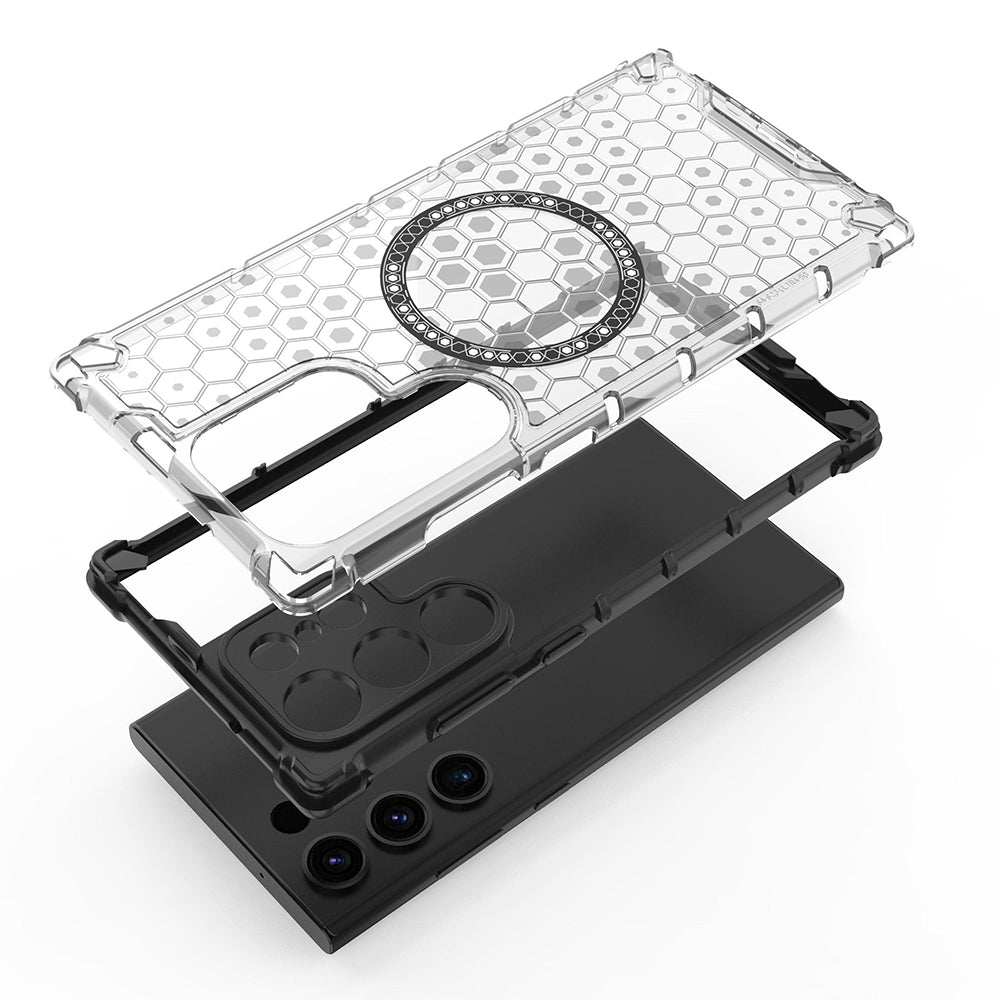Θήκη MagSafe για Samsung Galaxy S24 Ultra S928, Techsuit, HoneyComb Shield, Λευκό