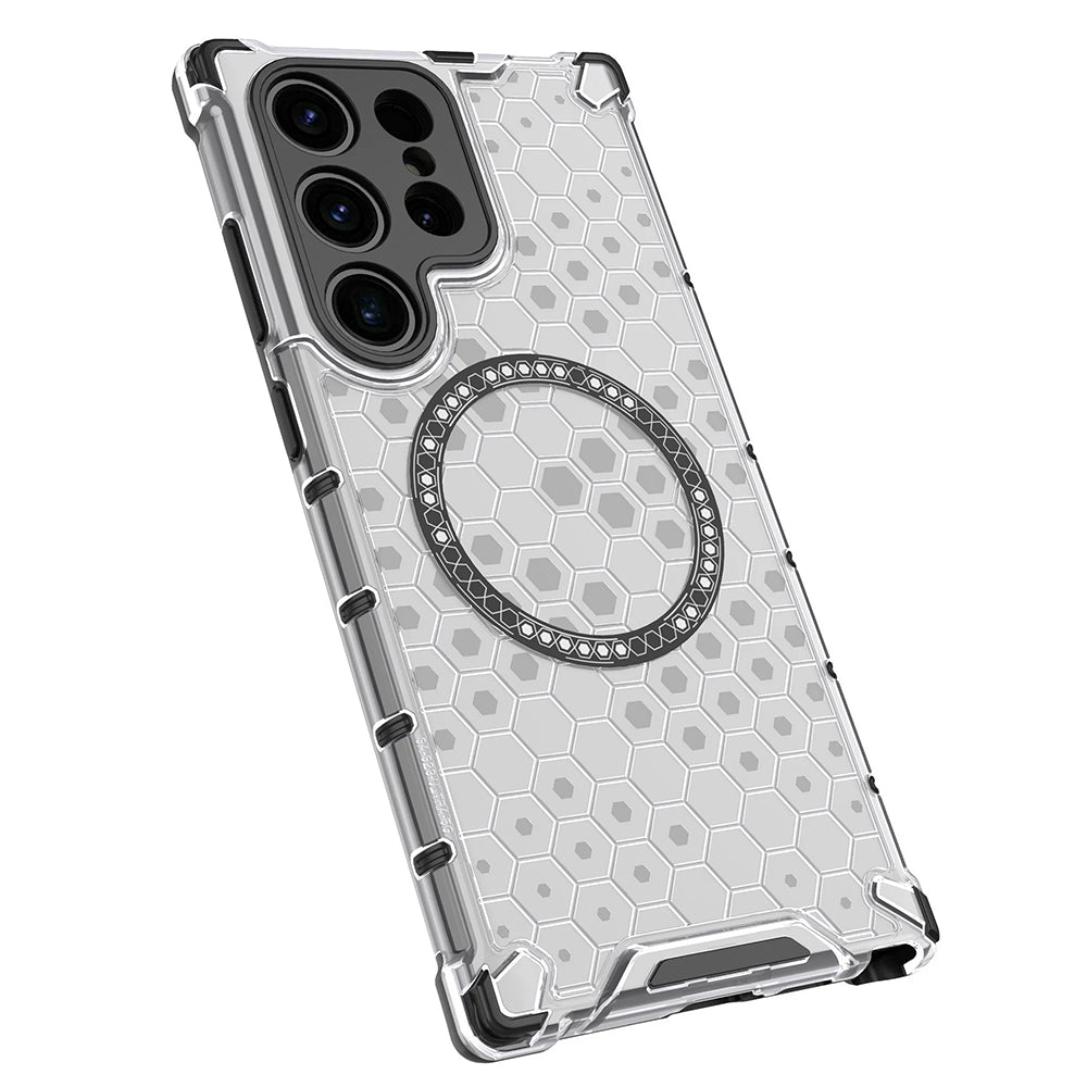 Θήκη MagSafe για Samsung Galaxy S24 Ultra S928, Techsuit, HoneyComb Shield, Λευκό