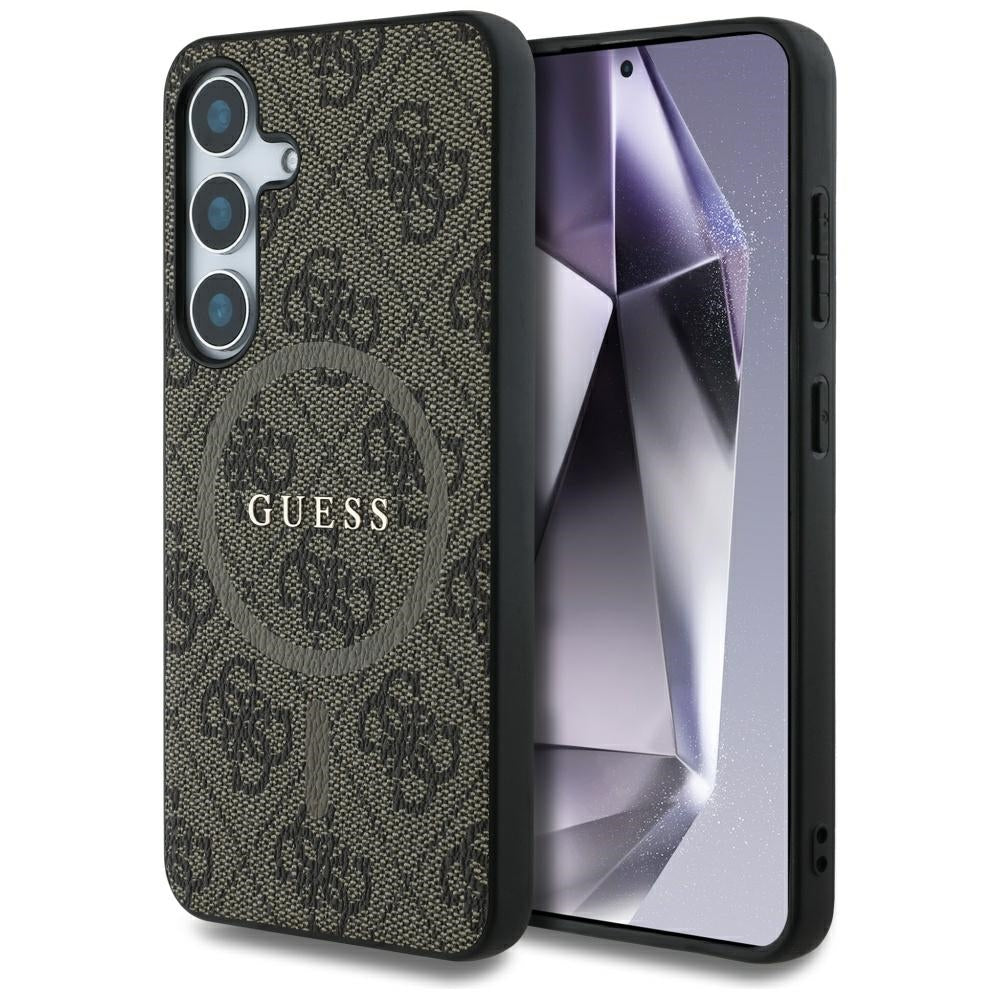 Θήκη MagSafe για Samsung Galaxy S25+ S936, Guess, 4G Ring Classic Logo, Καφέ
