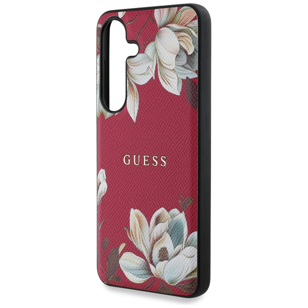 Θήκη MagSafe για Samsung Galaxy S25 S931, Guess, Grained Flowers, Φούξια