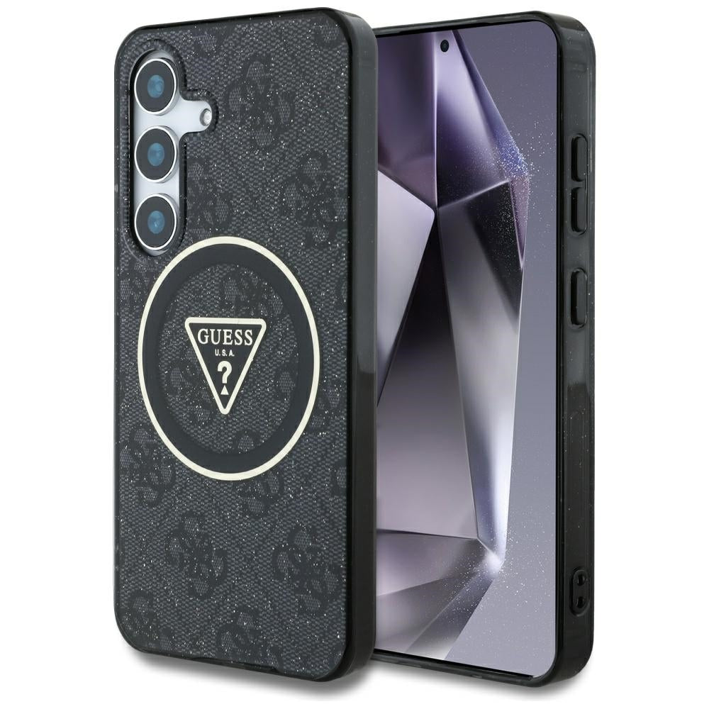 Θήκη MagSafe για Samsung Galaxy S25 S931, Guess, IML Glitter 4G Circle Triangle, Μαύρη