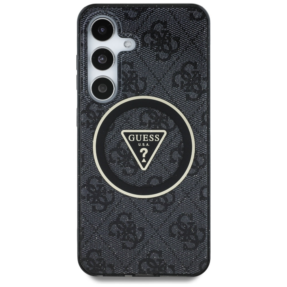 Θήκη MagSafe για Samsung Galaxy S25 S931, Guess, IML Glitter 4G Circle Triangle, Μαύρη