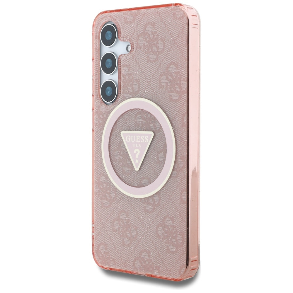 Θήκη MagSafe για Samsung Galaxy S25 S931, Guess, IML Glitter 4G Circle Triangle, Ροζ