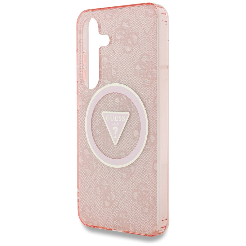 Θήκη MagSafe για Samsung Galaxy S25 S931, Guess, IML Glitter 4G Circle Triangle, Ροζ