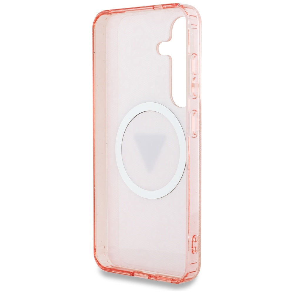 Θήκη MagSafe για Samsung Galaxy S25 S931, Guess, IML Glitter 4G Circle Triangle, Ροζ