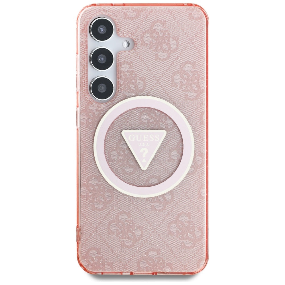Θήκη MagSafe για Samsung Galaxy S25 S931, Guess, IML Glitter 4G Circle Triangle, Ροζ