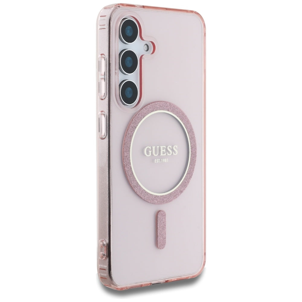 Θήκη MagSafe για Samsung Galaxy S25 S931, Guess, IML Glitter Circle, Ροζ