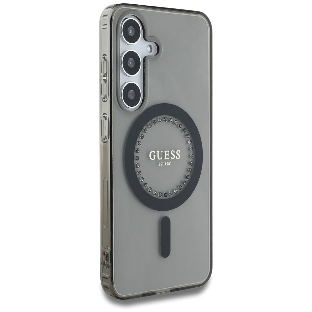Θήκη MagSafe για Samsung Galaxy S25 S931, Guess, IML Rhinestone, Μαύρη