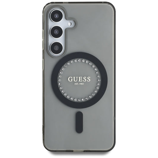 Θήκη MagSafe για Samsung Galaxy S25 S931, Guess, IML Rhinestone, Μαύρη