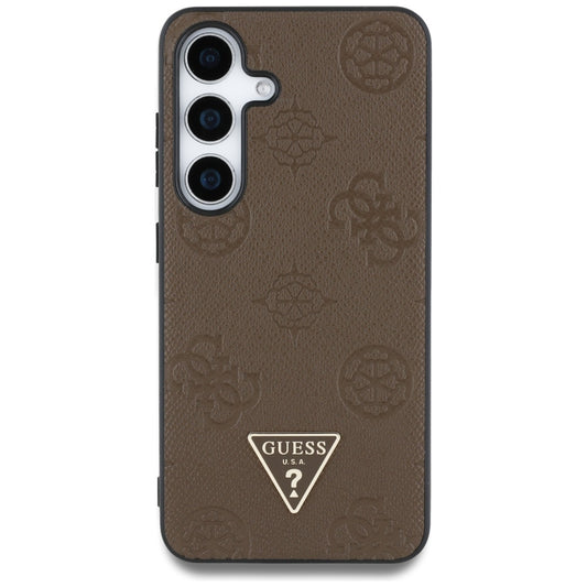 Θήκη MagSafe για Samsung Galaxy S25 S931, Guess, Peony Grained Hot Stamp Triangle, Καφέ