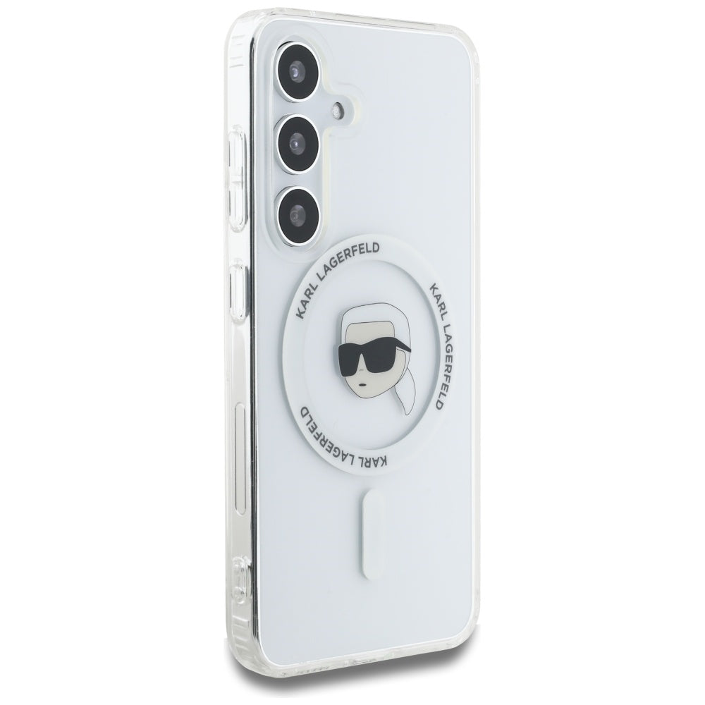 Θήκη MagSafe για Samsung Galaxy S25 S931, Karl Lagerfeld, IML Karl's Head, Λευκή