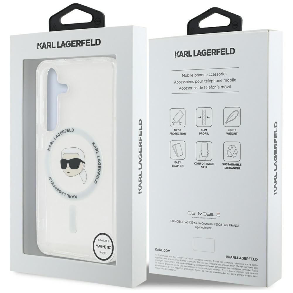 Θήκη MagSafe για Samsung Galaxy S25 S931, Karl Lagerfeld, IML Karl's Head, Λευκή