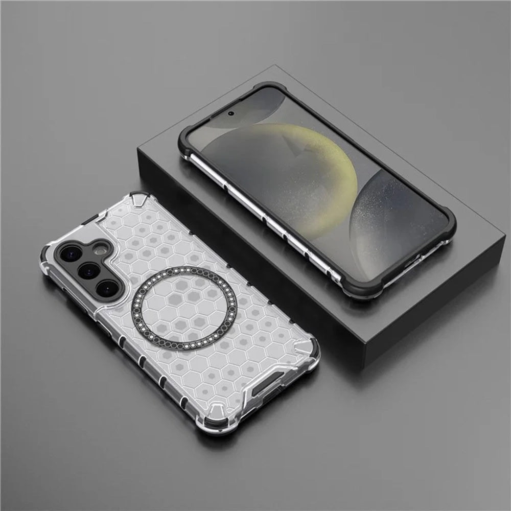 Θήκη MagSafe για Samsung Galaxy S25 S931, Techsuit, HoneyComb Shield, Λευκό