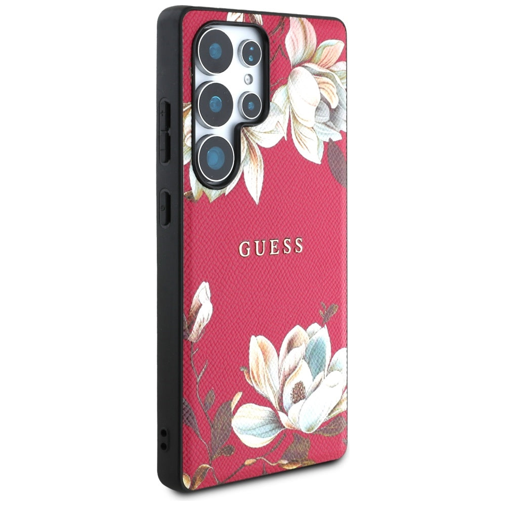 Θήκη MagSafe για Samsung Galaxy S25 Ultra S938, Guess, Grained Flowers, Fucsia