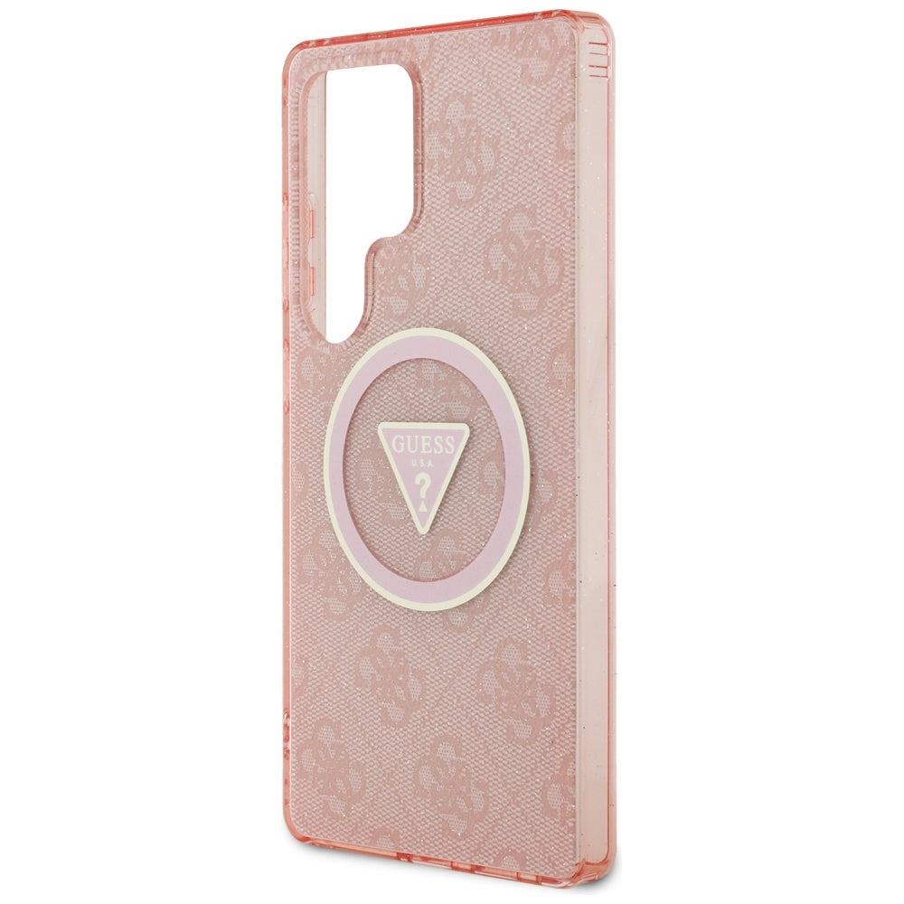 Θήκη MagSafe για Samsung Galaxy S25 Ultra S938, Guess, IML Glitter 4G Circle Triangle, Ροζ