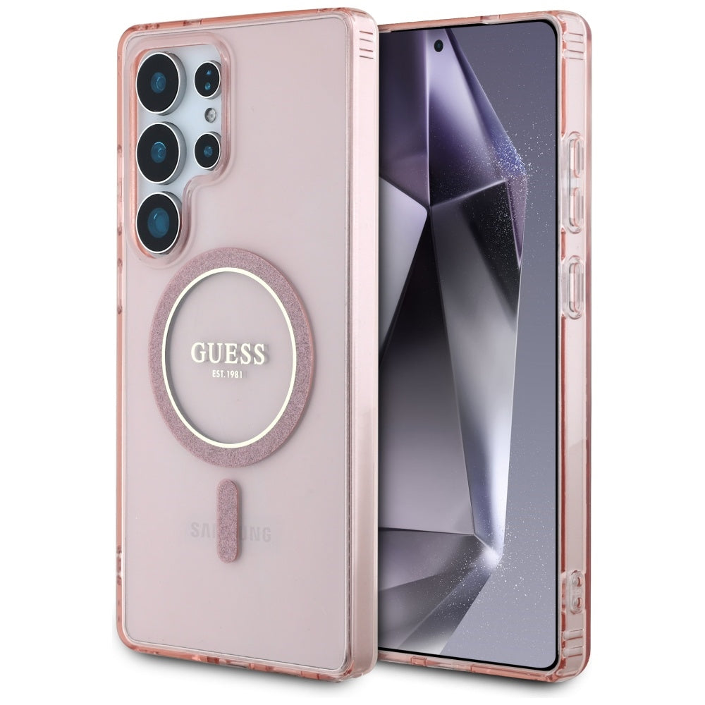 Θήκη MagSafe για Samsung Galaxy S25 Ultra S938, Guess, IML Glitter Circle, Ροζ
