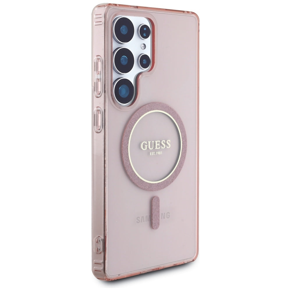 Θήκη MagSafe για Samsung Galaxy S25 Ultra S938, Guess, IML Glitter Circle, Ροζ