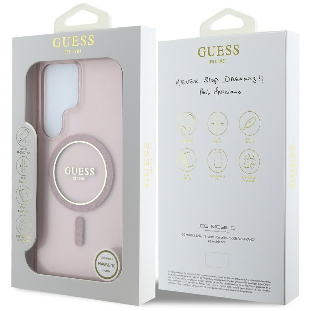 Θήκη MagSafe για Samsung Galaxy S25 Ultra S938, Guess, IML Glitter Circle, Ροζ