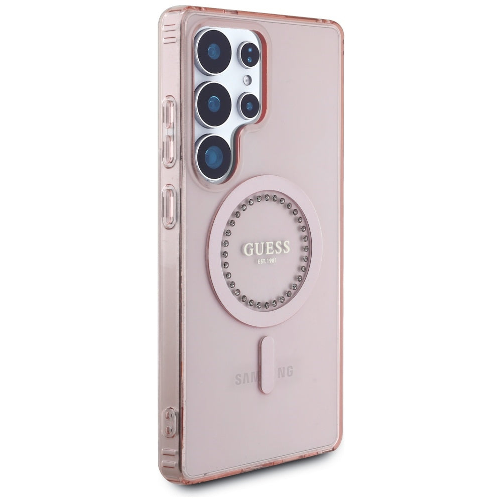 Θήκη MagSafe για Samsung Galaxy S25 Ultra S938, Guess, IML Rhinestone, Ροζ