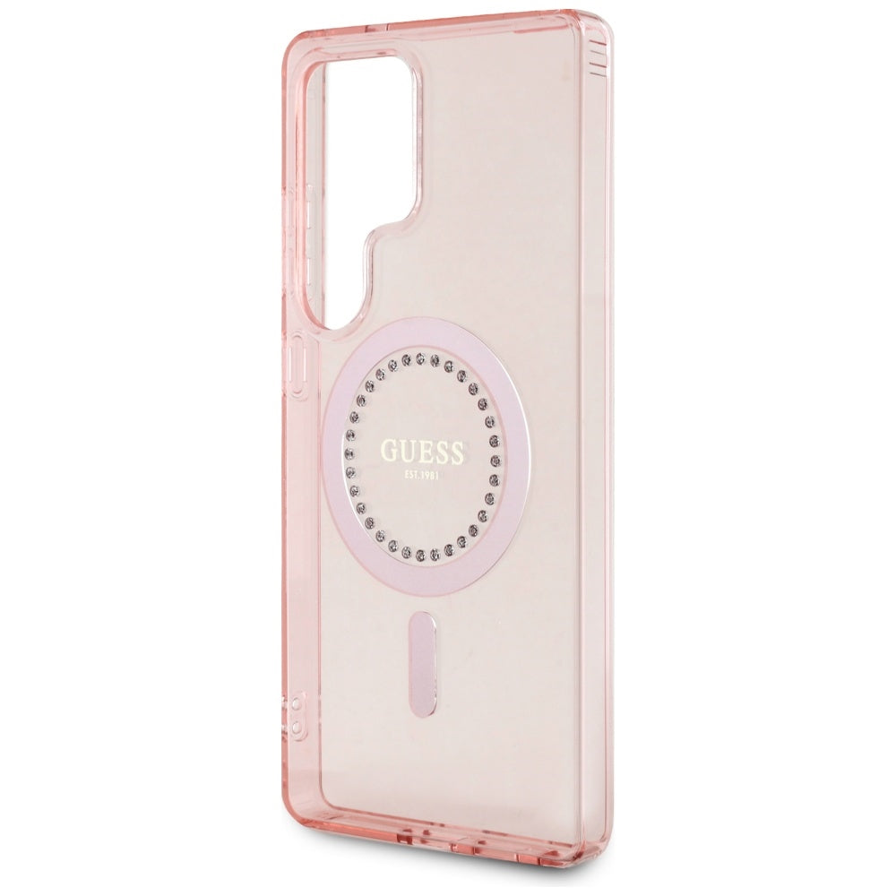 Θήκη MagSafe για Samsung Galaxy S25 Ultra S938, Guess, IML Rhinestone, Ροζ