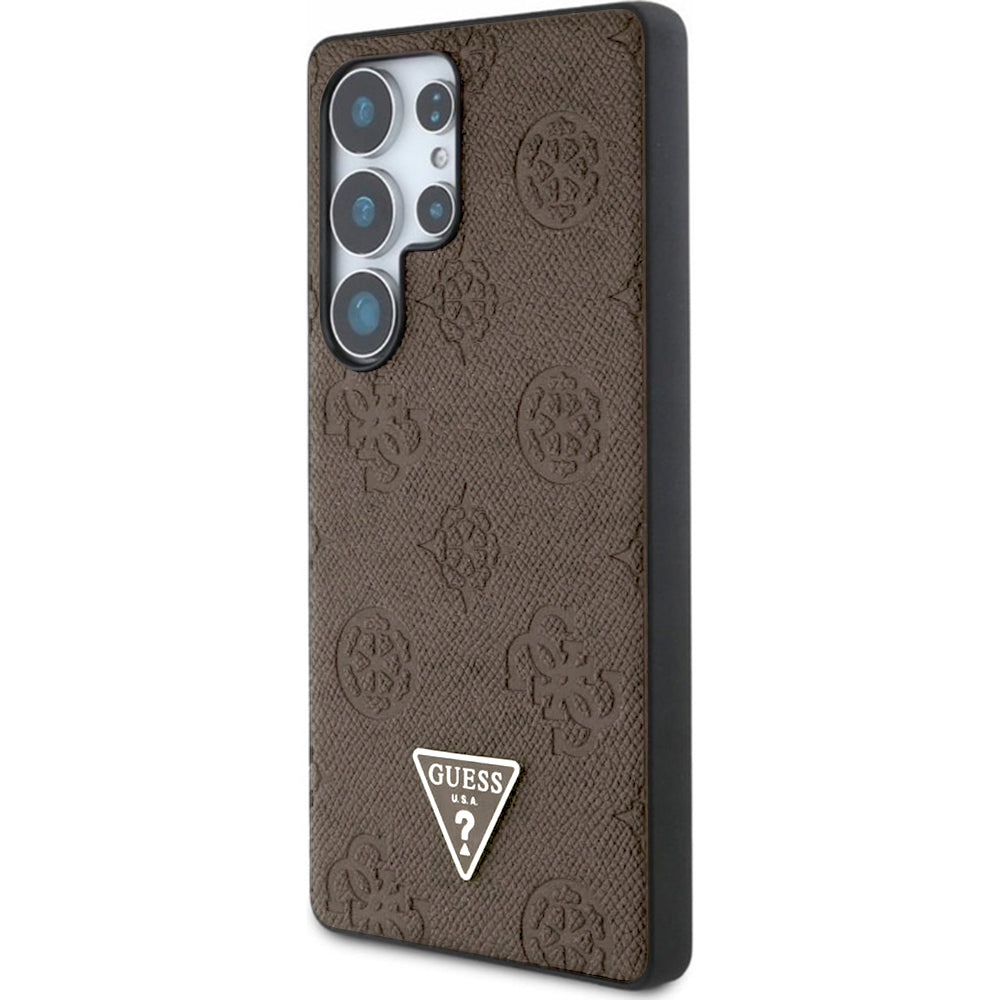 Θήκη MagSafe για Samsung Galaxy S25 Ultra S938, Guess, Peony Grained Hot Stamp Triangle, Καφέ
