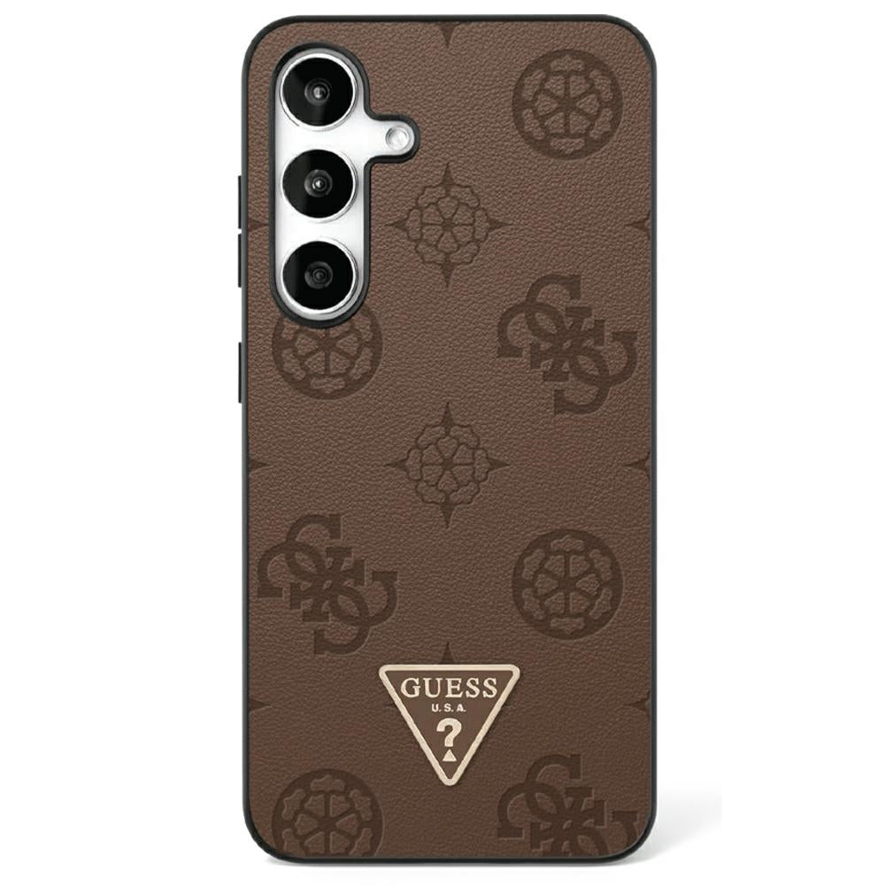 Θήκη MagSafe για Samsung Galaxy S25 Ultra S938, Guess, Peony Grained Hot Stamp Triangle, Καφέ
