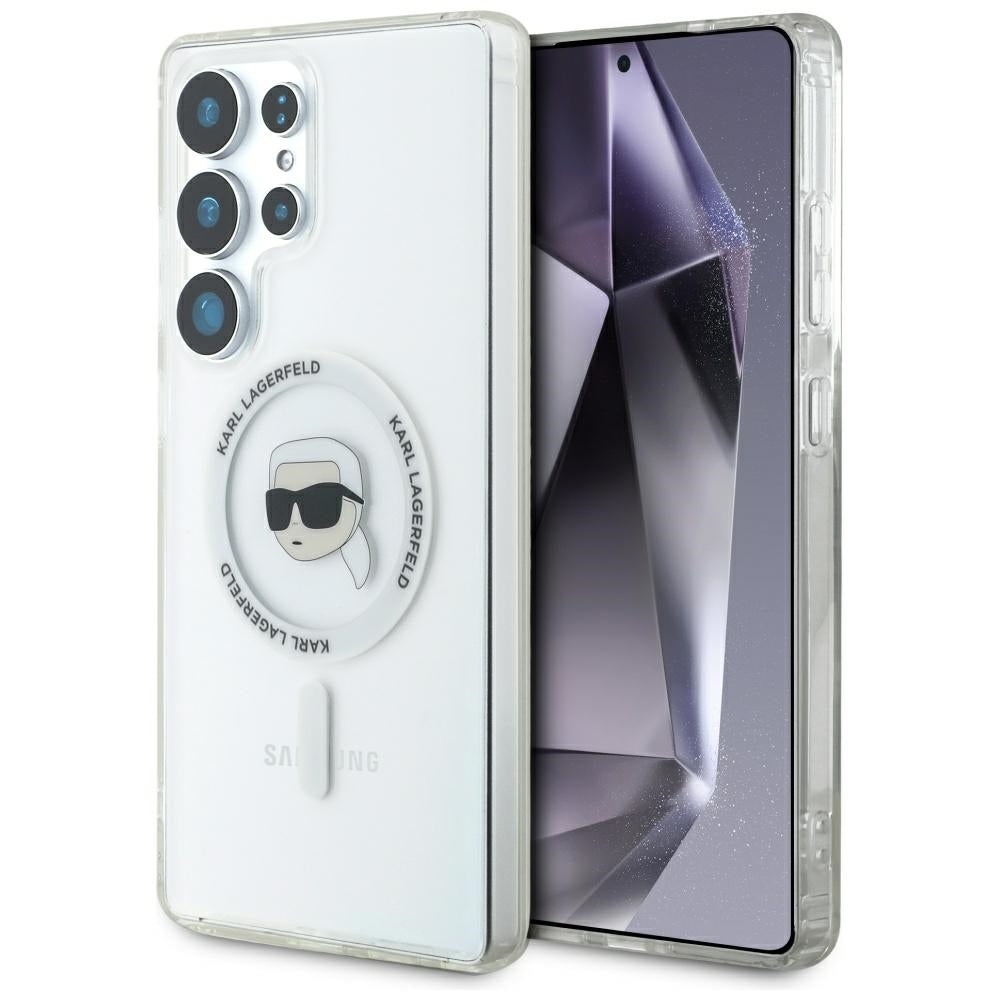 Θήκη MagSafe για Samsung Galaxy S25 Ultra S938, Karl Lagerfeld, IML Karl's Head, Λευκή