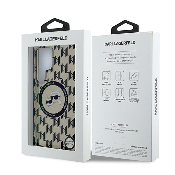 Θήκη MagSafe για Samsung Galaxy S25 Ultra S938, Karl Lagerfeld, IML Monogram Karl & Choupette's Heads, Μαύρη