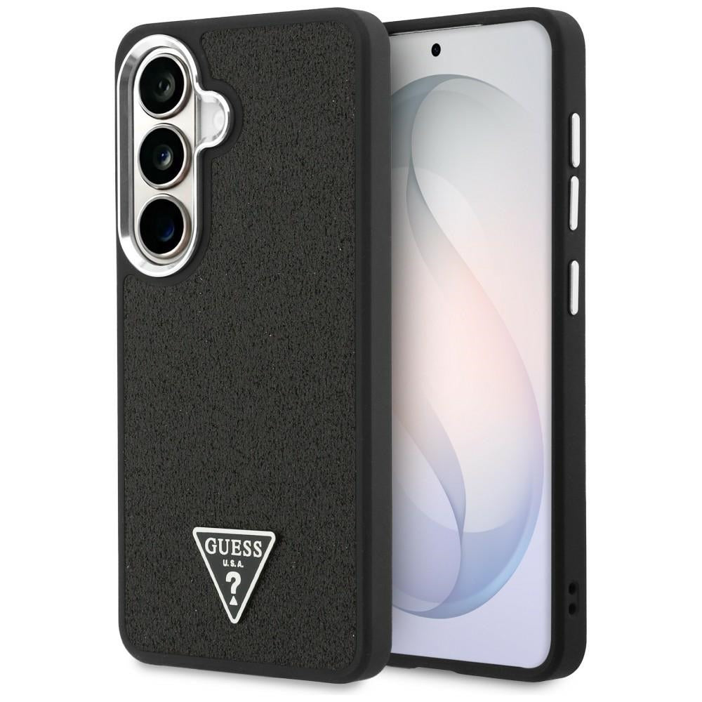 Θήκη MagSafe για Samsung Galaxy S26 Plus S947, Guess, Σταθερό Λογότυπο Τριγώνου με Γκλίτερ, Μαύρο