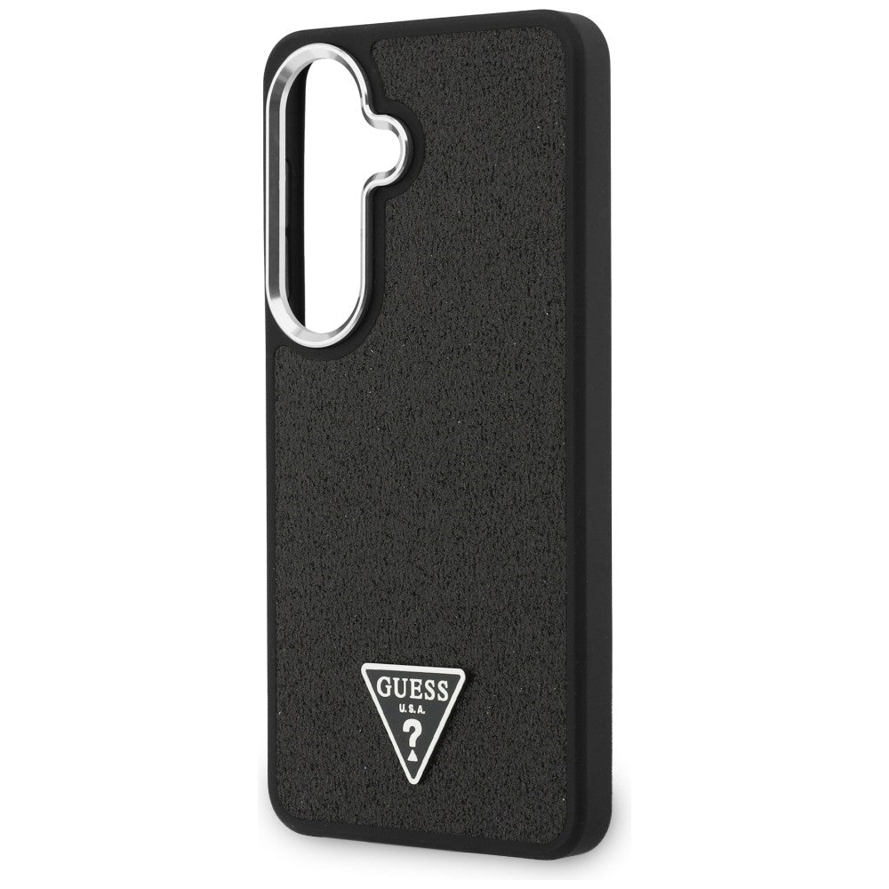 Θήκη MagSafe για Samsung Galaxy S26 Plus S947, Guess, Σταθερό Λογότυπο Τριγώνου με Γκλίτερ, Μαύρο