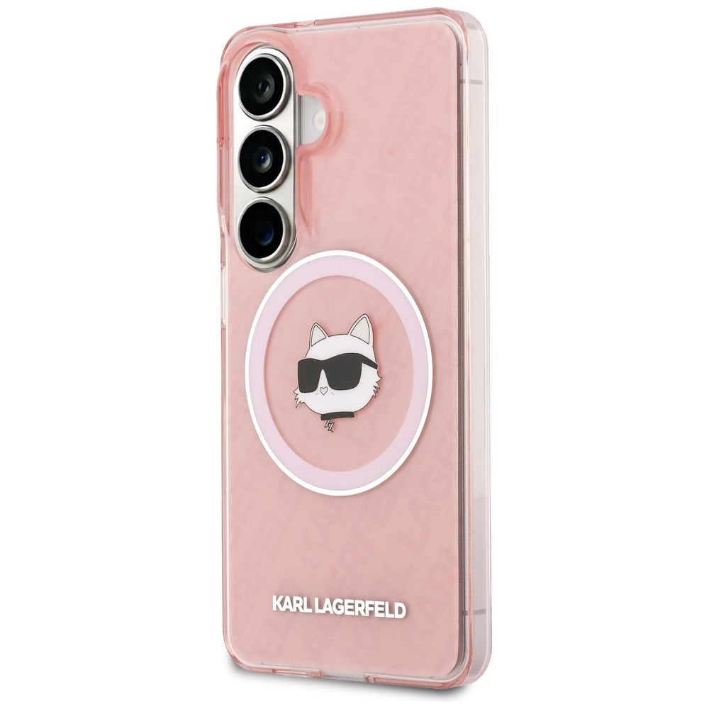Θήκη MagSafe για Samsung Galaxy S26 S942, Karl Lagerfeld, IML Choupette Head on KL Repeated Logo, Ροζ