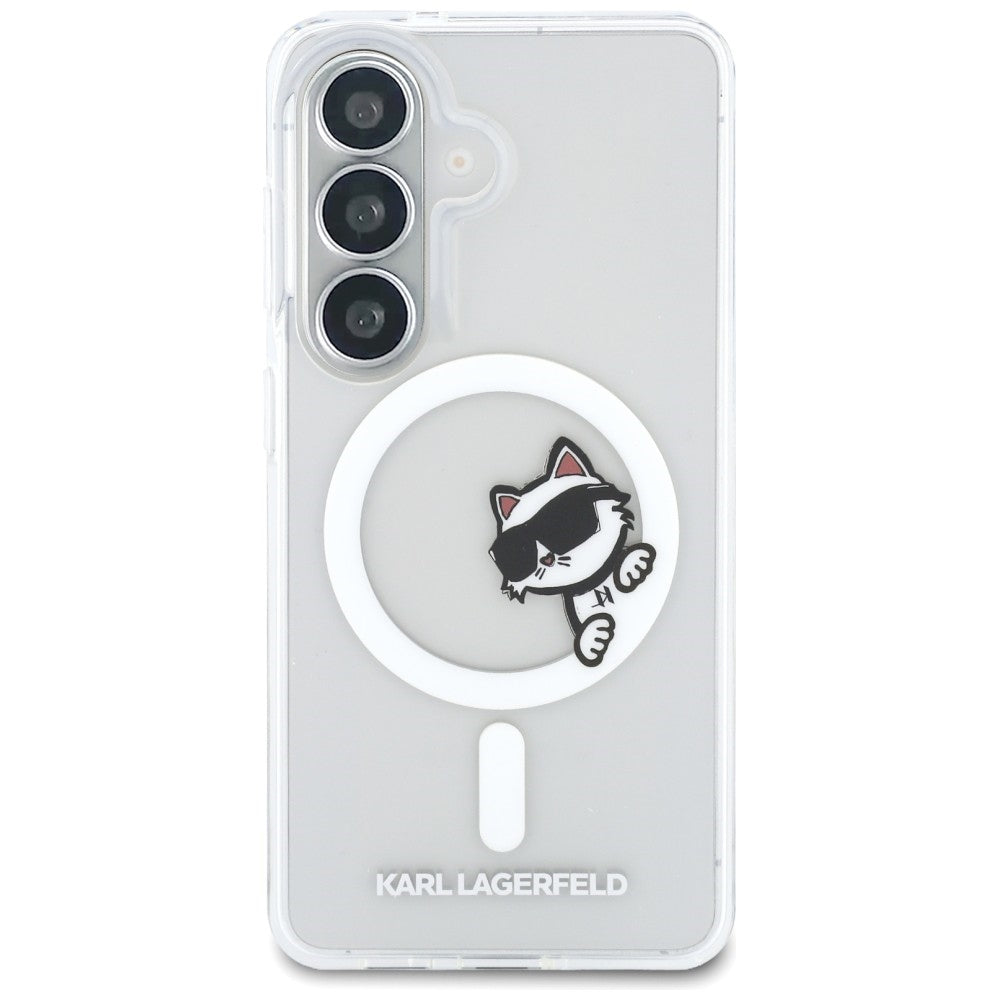 Θήκη MagSafe για Samsung Galaxy S26 S942, Karl Lagerfeld, IML Choupette Peekaboo Logo, Λευκό