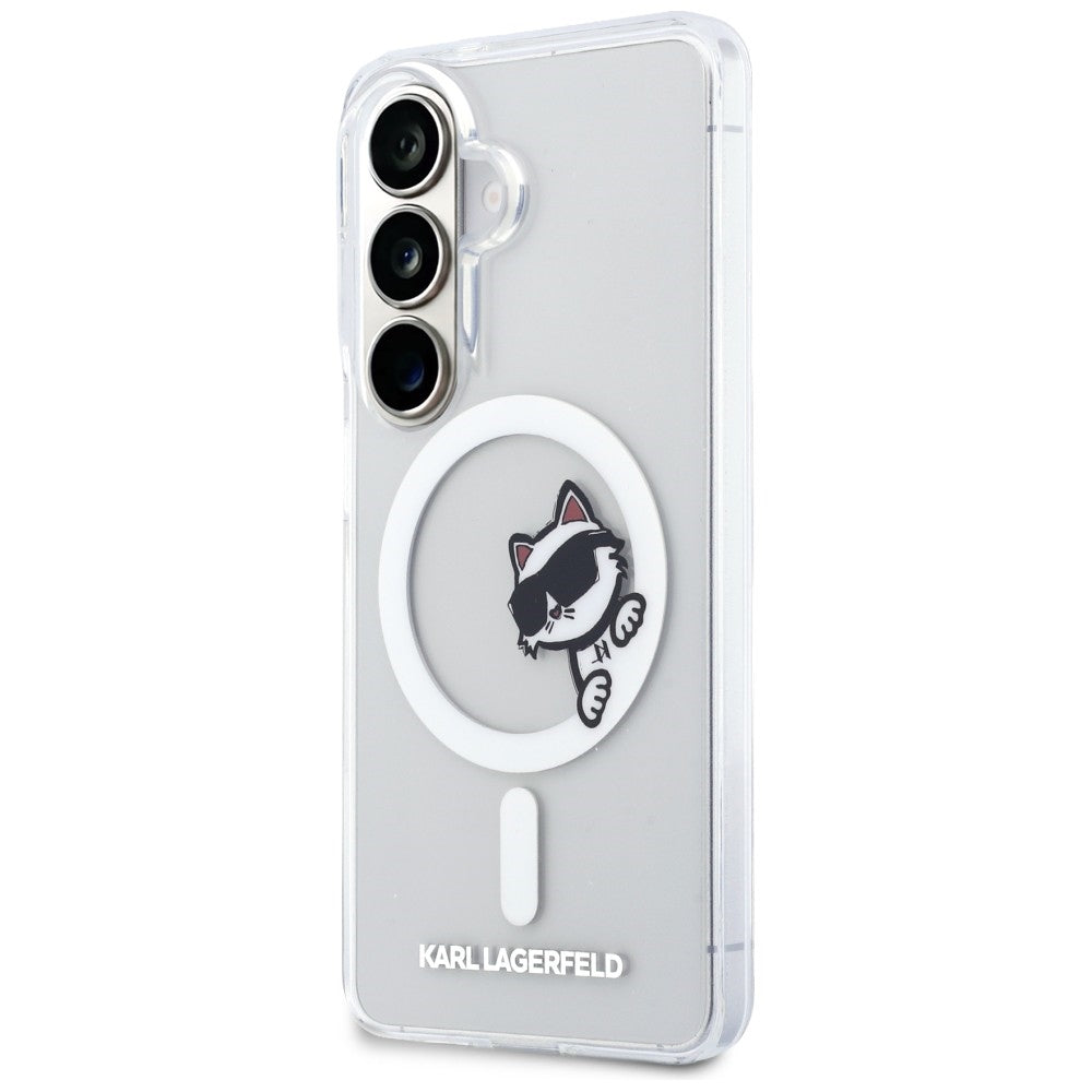 Θήκη MagSafe για Samsung Galaxy S26 S942, Karl Lagerfeld, IML Choupette Peekaboo Logo, Λευκό
